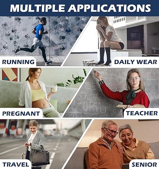 (3 pares) Calcetines de compresión de 20 - 30 mmHg, largos hasta la rodilla, para mujeres y hombres - Quierox - Tienda Online