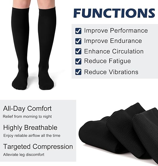 (3 pares) Calcetines de compresión de 20 - 30 mmHg, largos hasta la rodilla, para mujeres y hombres - Quierox - Tienda Online