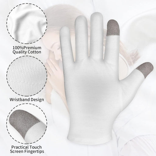 3 pares de guantes humectantes de algodón blanco para pantalla táctil - Quierox - Tienda Online