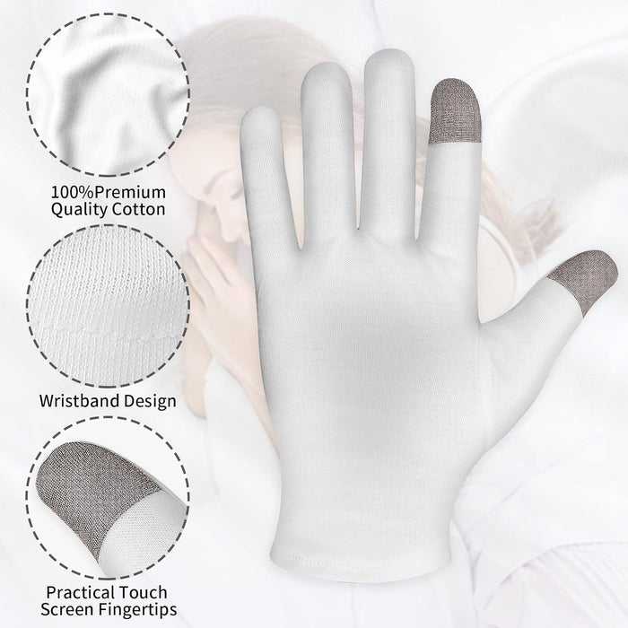 3 pares de guantes humectantes de algodón blanco para pantalla táctil - Quierox - Tienda Online