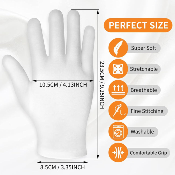 3 pares de guantes humectantes de algodón blanco para pantalla táctil - Quierox - Tienda Online