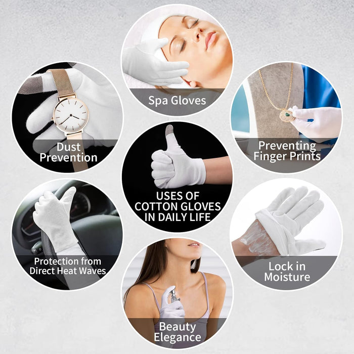 3 pares de guantes humectantes de algodón blanco para pantalla táctil - Quierox - Tienda Online