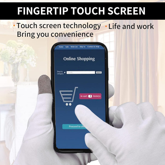 3 pares de guantes humectantes de algodón blanco para pantalla táctil - Quierox - Tienda Online