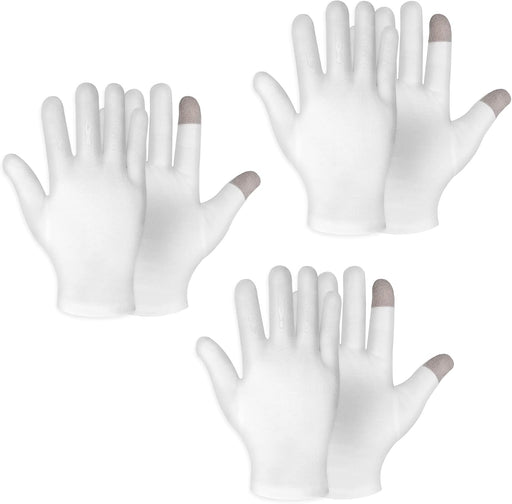 3 pares de guantes humectantes de algodón blanco para pantalla táctil - Quierox - Tienda Online