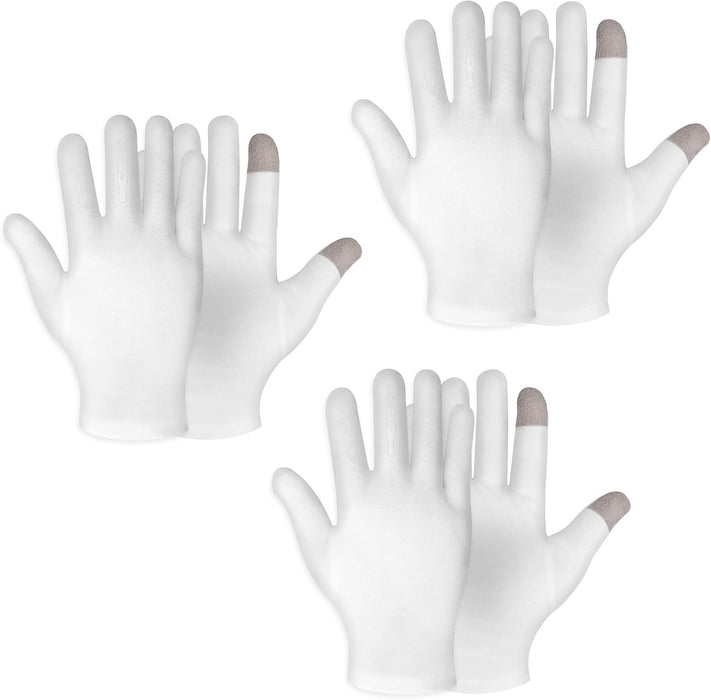 3 pares de guantes humectantes de algodón blanco para pantalla táctil - Quierox - Tienda Online