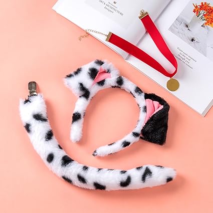 3 pcs de disfraz de perro dálmata para adultos, orejas de cachorro, diadema de cola de perro - Quierox - Tienda Online