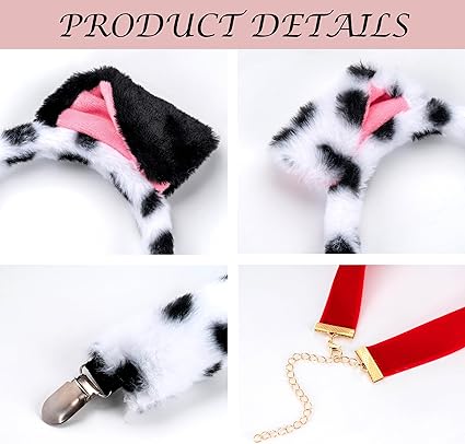 3 pcs de disfraz de perro dálmata para adultos, orejas de cachorro, diadema de cola de perro - Quierox - Tienda Online