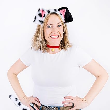 3 pcs de disfraz de perro dálmata para adultos, orejas de cachorro, diadema de cola de perro - Quierox - Tienda Online