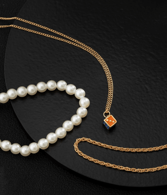 3 piezas Collar con cuenta con perla artificial para hombre - Quierox - Tienda Online