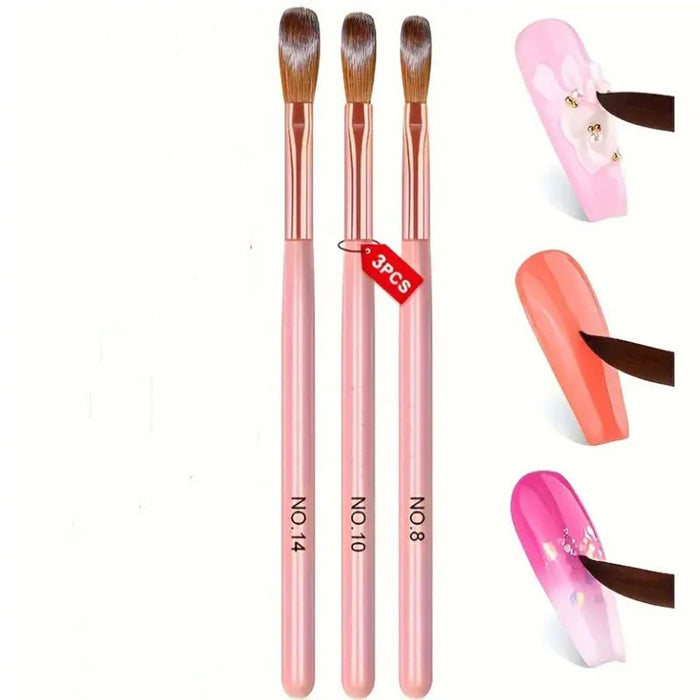 3 pinceles de uñas acrílicas con mango rosa - Quierox - Tienda Online