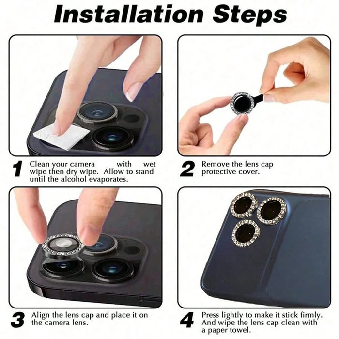 3 protectores de lente de cámara, con anillo de diamantes para Iphone 14 Pro Max - Quierox - Tienda Online