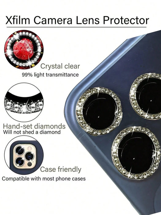 3 protectores de lente de cámara, con anillo de diamantes para Iphone 14 Pro Max - Quierox - Tienda Online