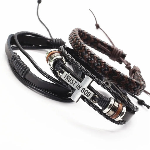 3 unids/set pulseras de cuero brazaletes para hombres - Quierox - Tienda Online