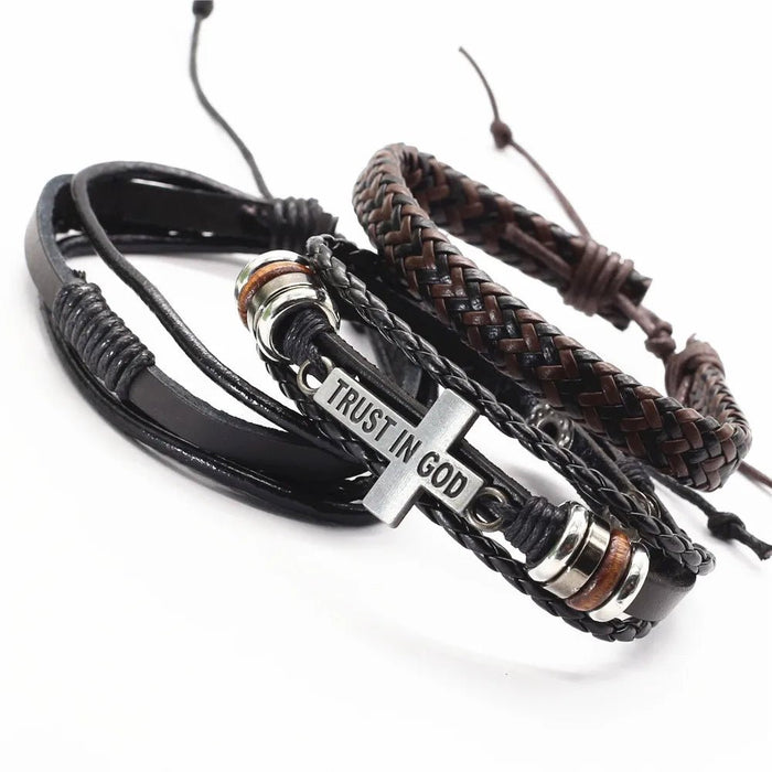 3 unids/set pulseras de cuero brazaletes para hombres - Quierox - Tienda Online