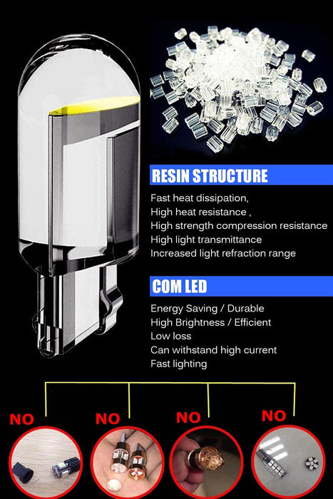 30 focos LED con cuña T10, bombillas COB sin errores para cúpula de coche - Quierox - Tienda Online