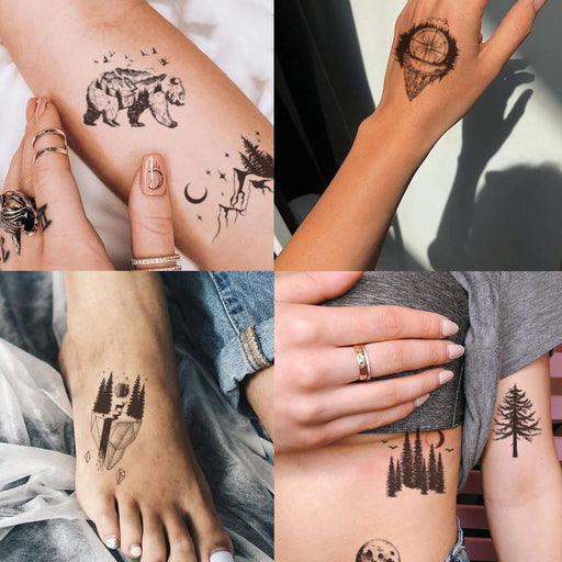 30 hojas de tatuajes temporales30 de planeta negro de montaña para hombres y mujeres - Quierox - Tienda Online