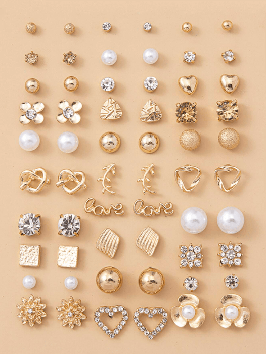 30 pares de pendientes con decoración de diamantes de imitación - Quierox - Tienda Online