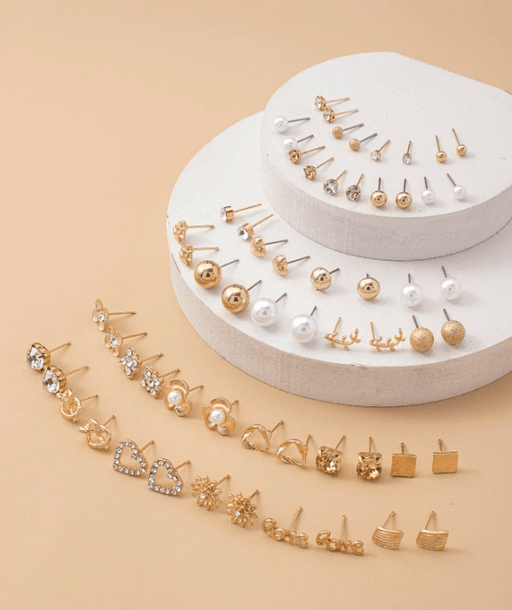 30 pares de pendientes con decoración de diamantes de imitación - Quierox - Tienda Online