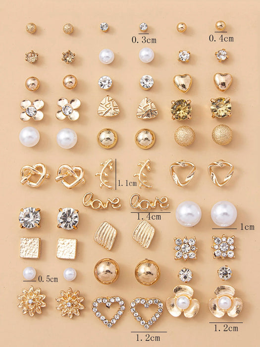 30 pares Pendientes de tachuela con diseño de diamante de imitación - Quierox - Tienda Online