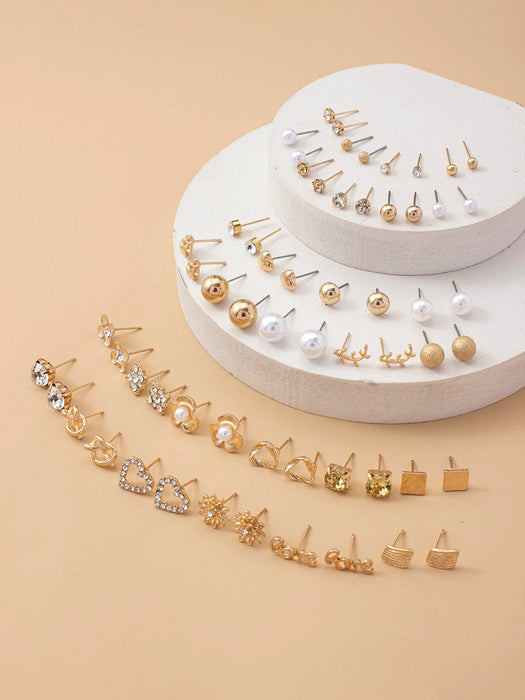 30 pares Pendientes de tachuela con diseño de diamante de imitación - Quierox - Tienda Online