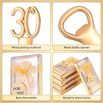 30 Piezas Abridor de botellas dorado para fiesta de 30° cumpleaños, regalos de aniversario de boda, recuerdos - Quierox - Tienda Online