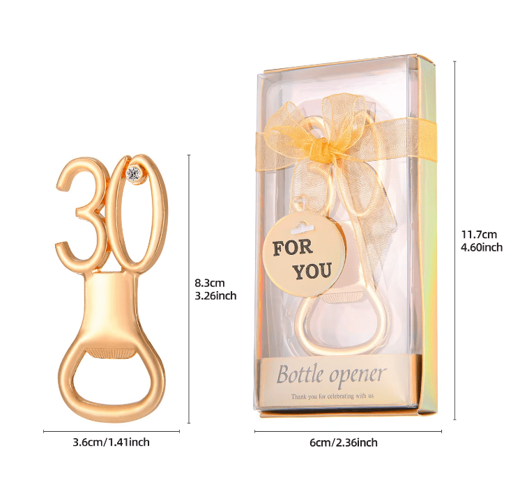 30 Piezas Abridor de botellas dorado para fiesta de 30° cumpleaños, regalos de aniversario de boda, recuerdos - Quierox - Tienda Online