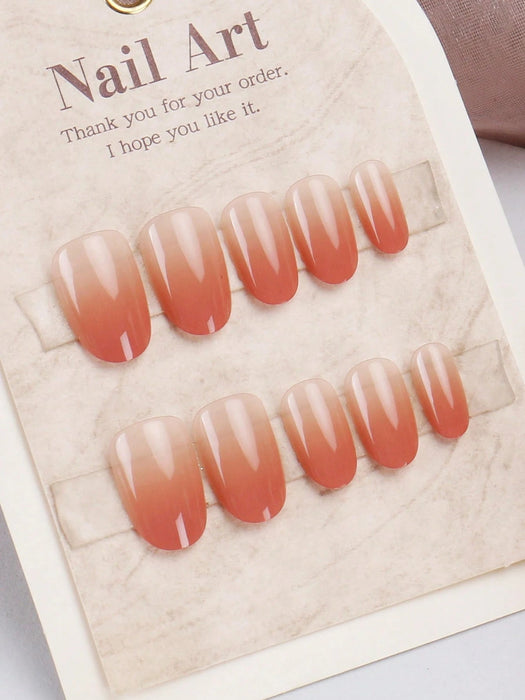 30 Uñas postizas cortas estilo ataúd con degradado rosa nude, estilo japonés. - Quierox - Tienda Online