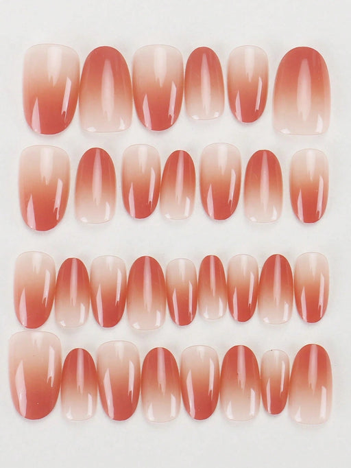30 Uñas postizas cortas estilo ataúd con degradado rosa nude, estilo japonés. - Quierox - Tienda Online