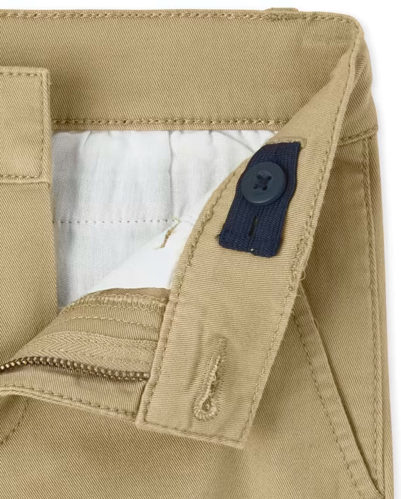 Pantalones chinos ajustados elásticos para uniforme de niño - color tostado
