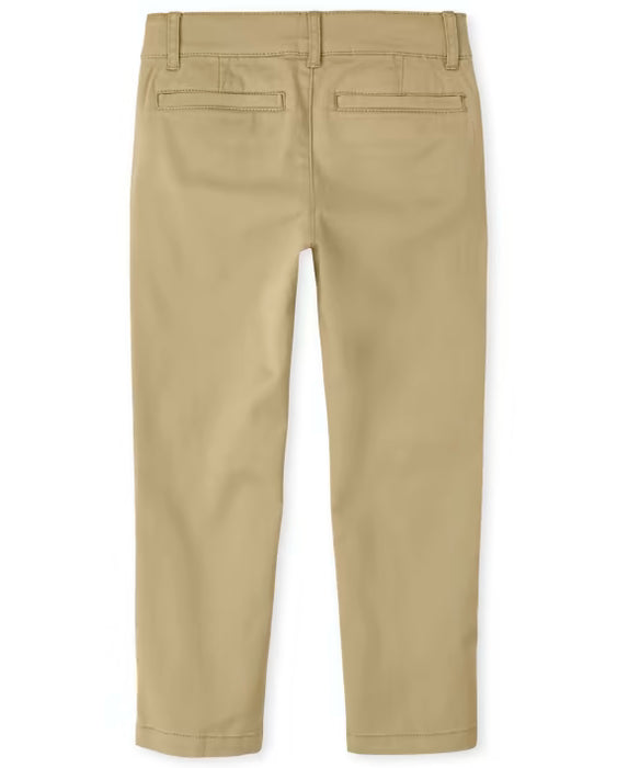 Pantalones chinos ajustados elásticos para uniforme de niño - color tostado