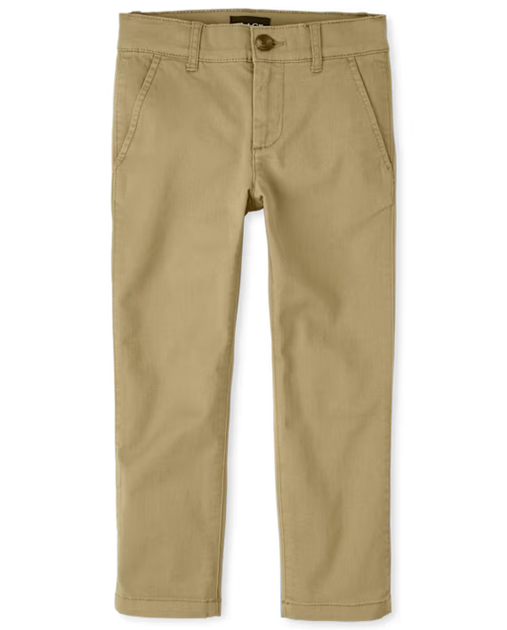 Pantalones chinos ajustados elásticos para uniforme de niño - color tostado