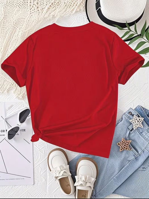 Camiseta Casual de Moda para Mujeres, Cuello Redondo, Manga Corta