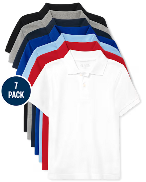 The Children's Place Polo de piqué uniforme para niños, paquete de 7