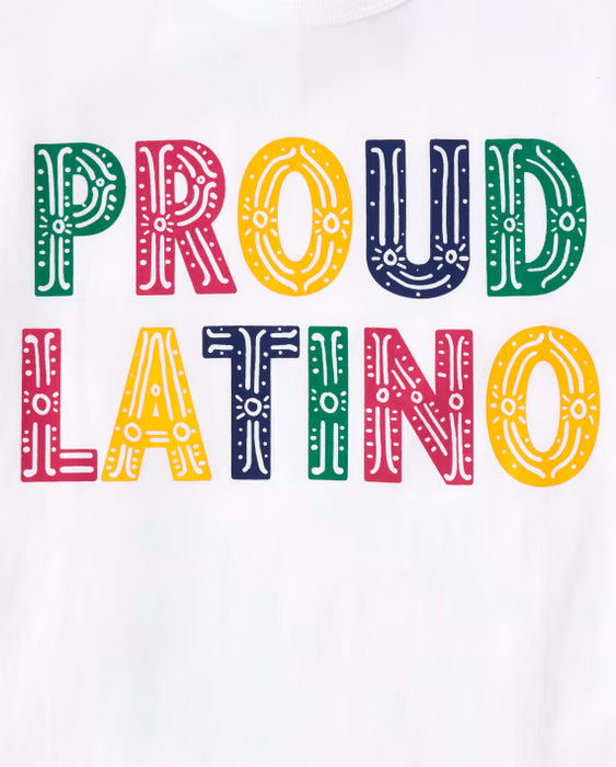The Children's Place Camiseta con estampado "Orgulloso Latino" para niños - blanca