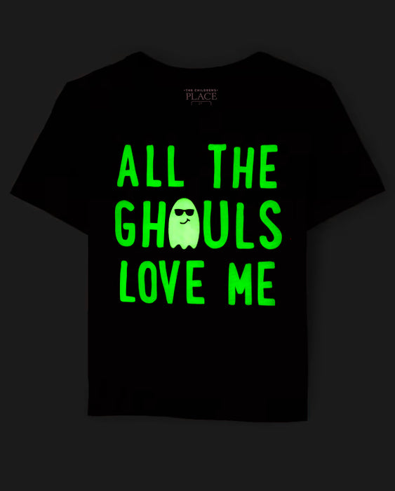 The Children's Place Camiseta con gráfico Glow Ghouls Love Me para bebés y niños pequeños - black