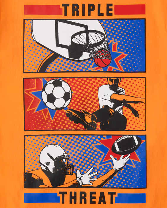 The Children's Place Camiseta con gráfico Triple Threat para niños - orange