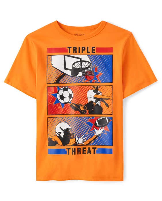 The Children's Place Camiseta con gráfico Triple Threat para niños - orange
