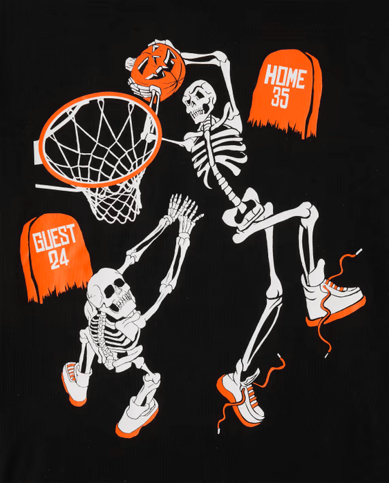 The Children's Place Camiseta con estampado de baloncesto y esqueleto luminoso para niños - black