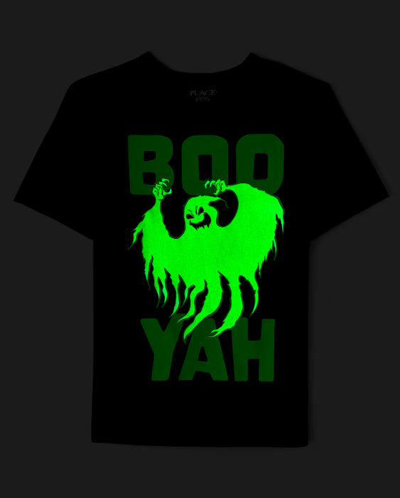 The Children's Place Camiseta gráfica Glow Boo Yah para niños - negra