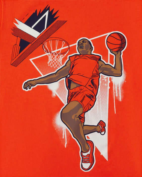 The Children's Place Camiseta gráfica para niño jugador de baloncesto - naranja