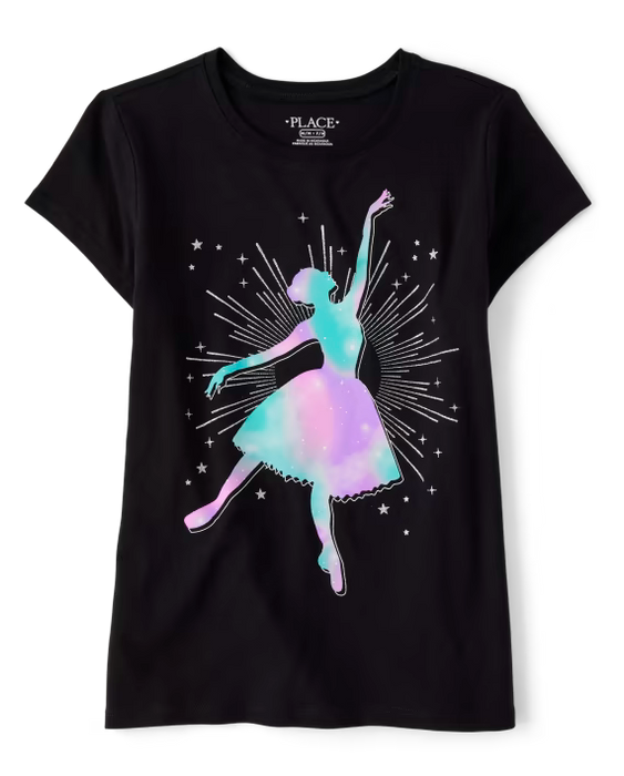 The Children's Place Camiseta con estampado de bailarina para niñas - black