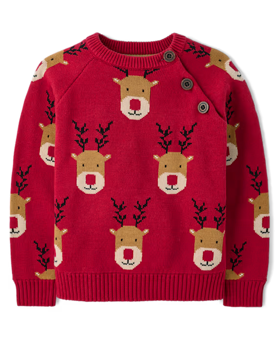 Gymboree Suéter de reno para niño, Holiday Express, rojo