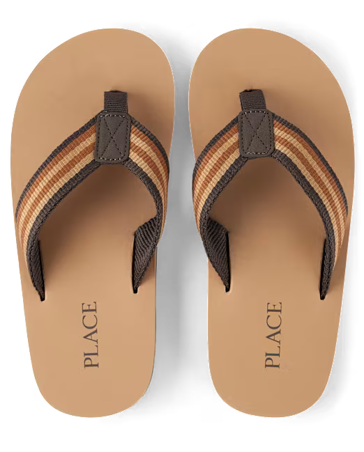 The Children's Place Chanclas de rayas para niños - color canela