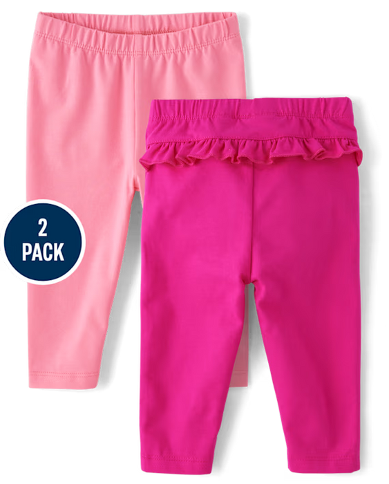 The Children's Place Leggings con volantes para bebé niña, paquete de 2