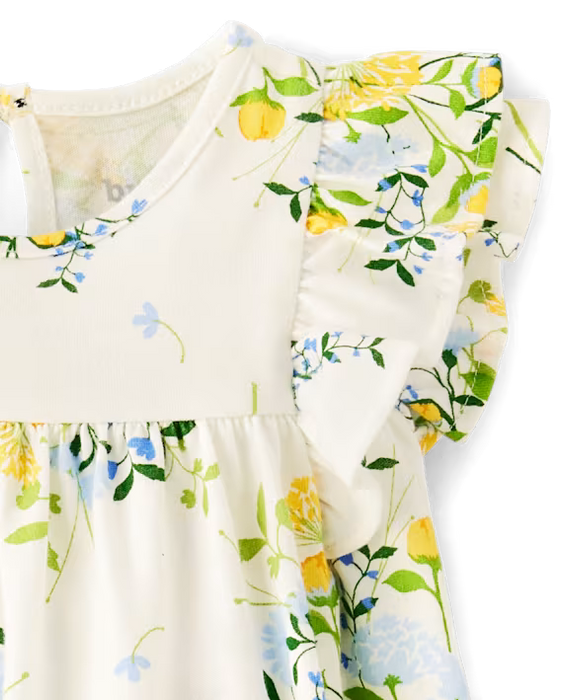 The Children's Place Body de bebé niña con estampado floral y volantes - blanco
