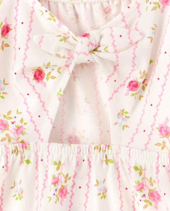The Children's Place Top estilo babydoll imperio con lazo en la espalda y estampado para niñas pequeñas - blanco