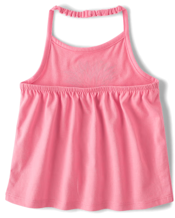 The Children's Place Pack de 2 camisetas sin mangas con cuello halter y estampado gráfico para niñas pequeñas - rosa