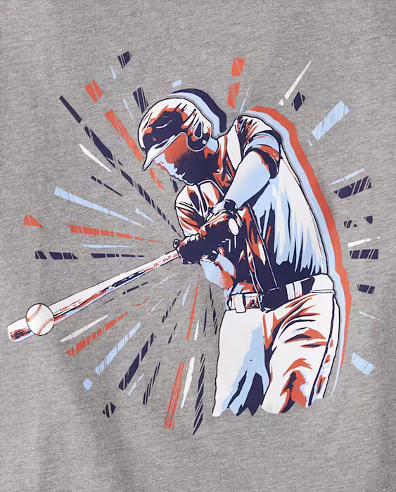 Camiseta gráfica de jugador de béisbol para niño - gris