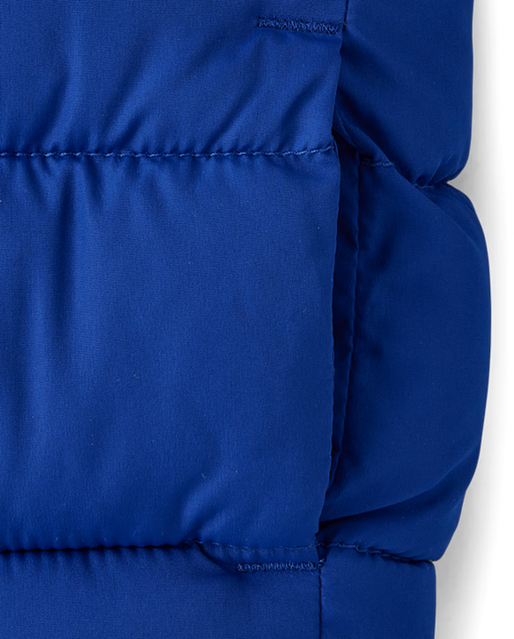 The Children's Place Chaqueta acolchada con capucha y bloques de color para niños pequeños - azul