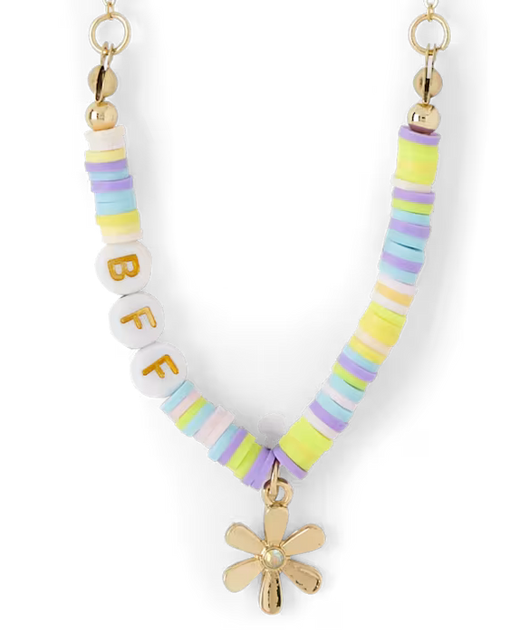 Childrens place Collar de mejores amigas con diseño floral para niñas, paquete de 2 - multicolor